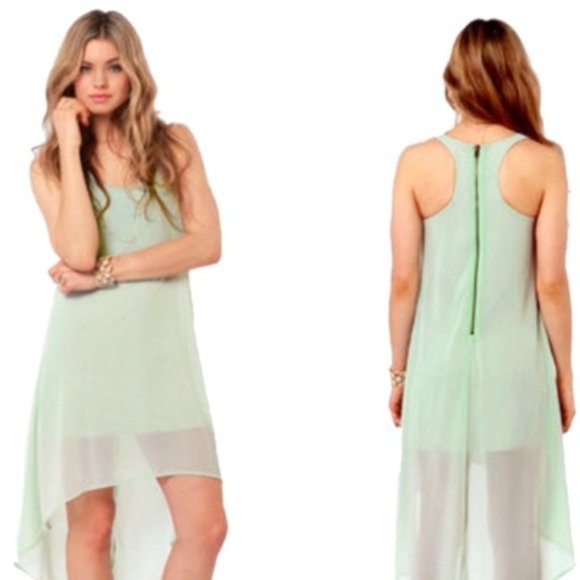 Mint Green Chiffon Dress - Picture 5 of 12